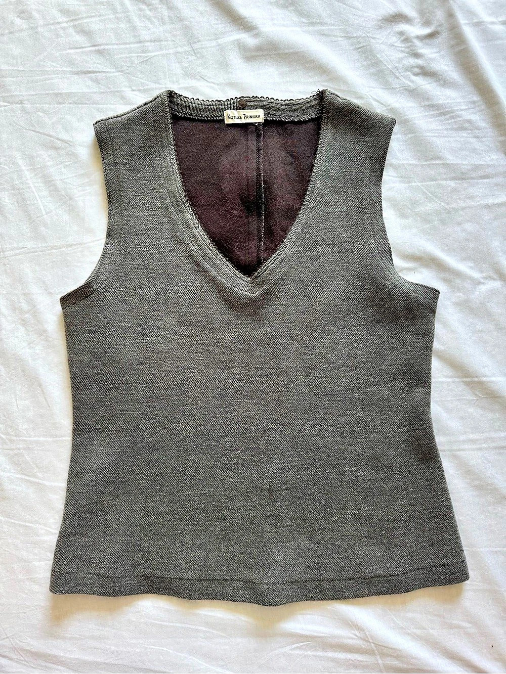 Kosuke Tsumura Gray V-Neck Tank Top Size 2